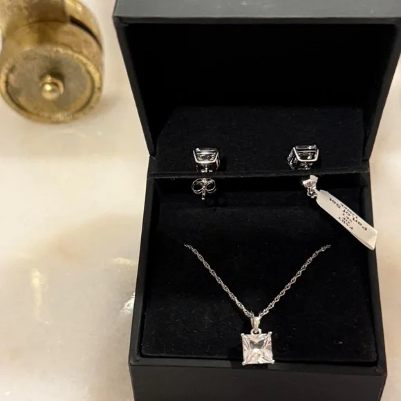 Zales Silver Earring and Necklace Set - Picture 1 of 5